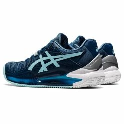 Asics Gel Resolution 8 Women's Clay Court Tennis Shoe (Light Indigo/Blue) -Volkl Sales Store 1042A070 406 SB FL GLB 1024x1024
