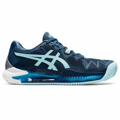Asics Gel Resolution 8 Women's Clay Court Tennis Shoe (Light Indigo/Blue)