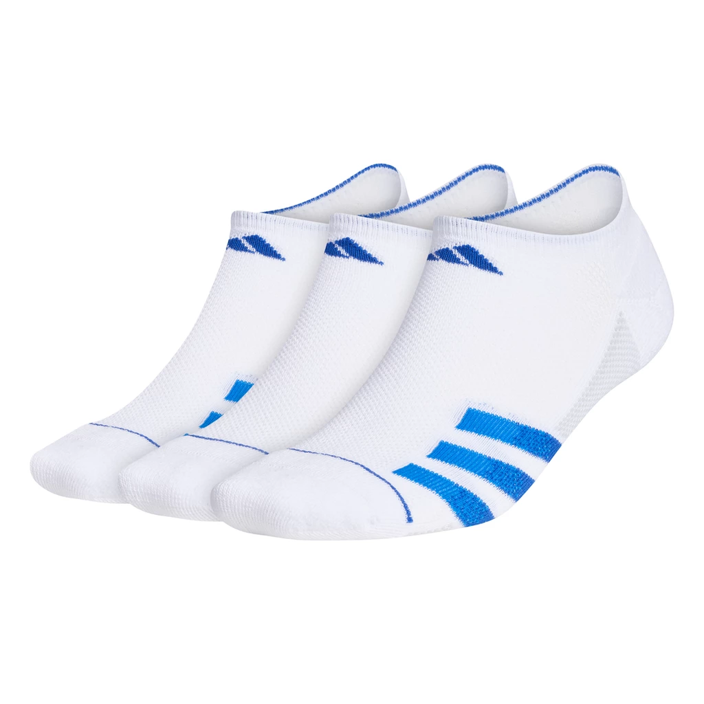 Adidas Men's Superlite 3 Stripe No-Show Socks (White) 3 Adidas Men's Superlite 3 Stripe No-Show Socks (White)