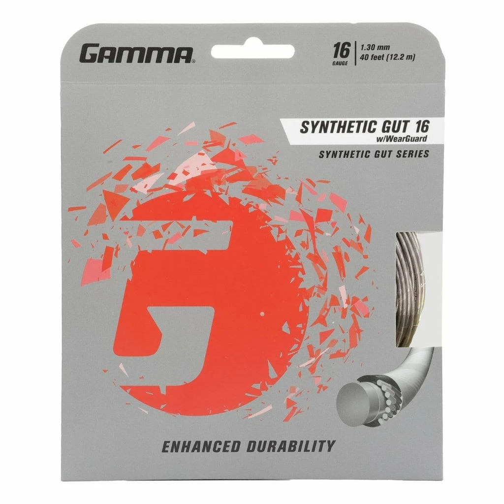 Gamma Synthetic 16 With Wearguard Tennis String (Silver) 3 Gamma Synthetic 16 With Wearguard Tennis String (Silver)