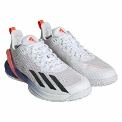 Adidas Adizero Cybersonic Men's Tennis Shoe (White/Black) -Volkl Sales Store GY9634 6 FOOTWEAR Photography FrontLateralTopView transparent 1024x1024
