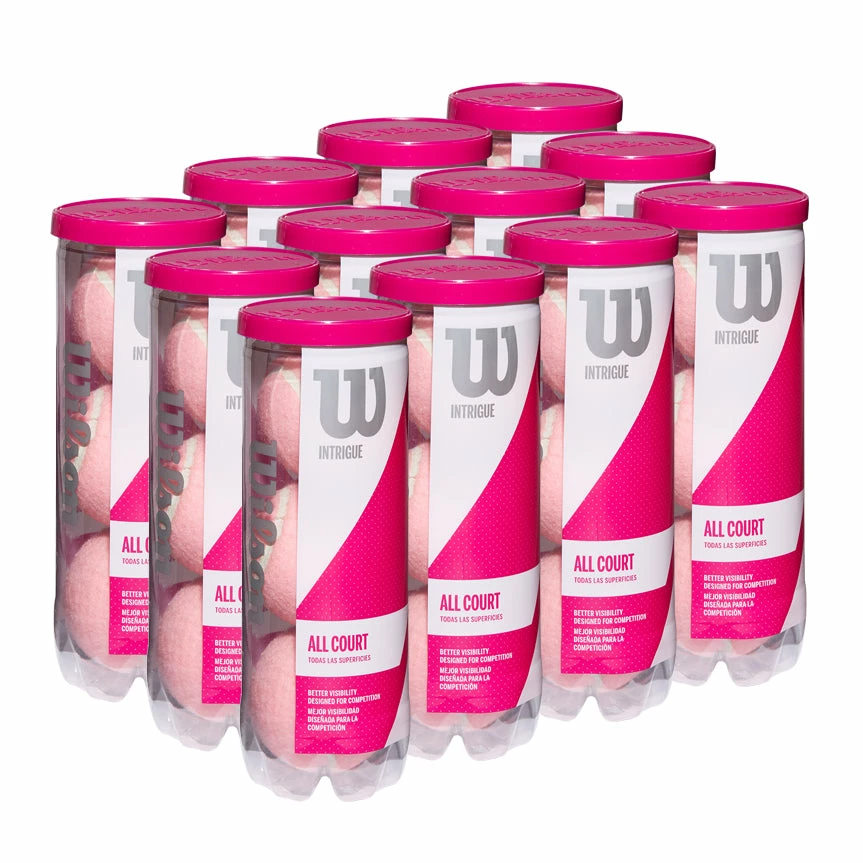 Wilson Intrigue All Court Pink Tennis Balls - 12 Can Case 3 Wilson Intrigue All Court Pink Tennis Balls - 12 Can Case