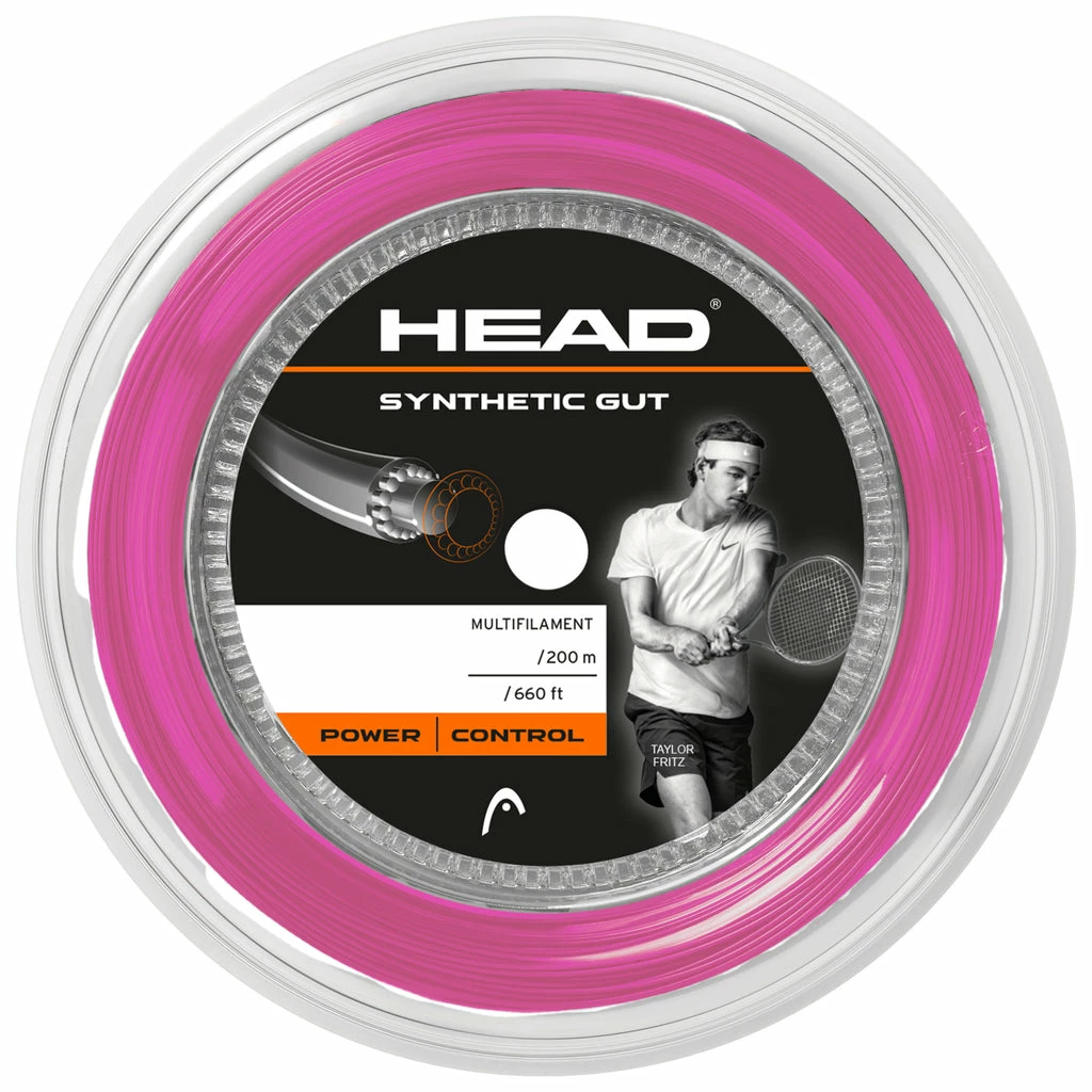 Head Synthetic Gut 17 Tennis String Reel (Pink) 3 Head Synthetic Gut 17 Tennis String Reel (Pink)
