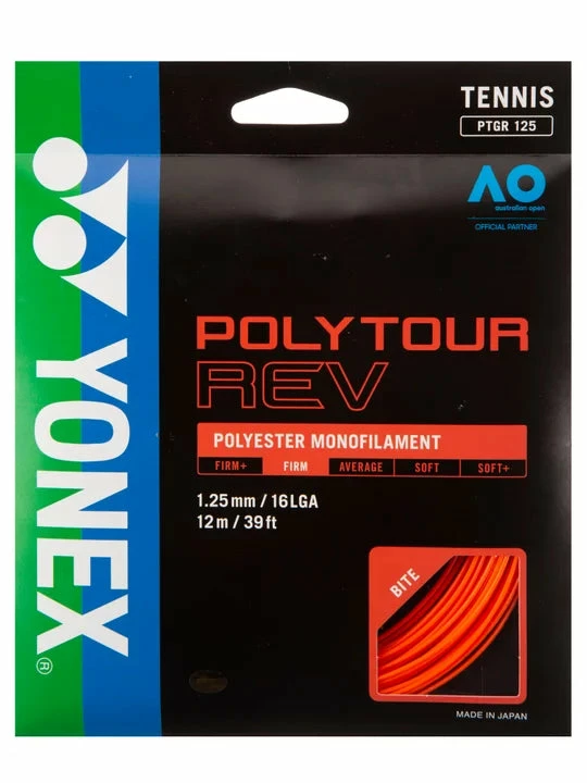 Yonex Poly Tour Rev 16L Tennis String (Bright Orange) 3 Yonex Poly Tour Rev 16L Tennis String (Bright Orange)